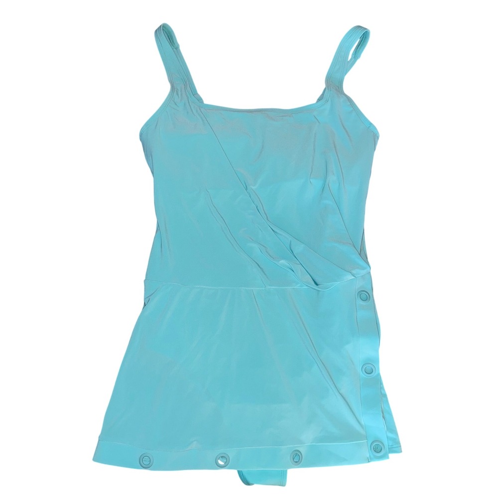 Beyond by Soma‎ Grommets Swim Dress Caribbean Teal Tummy Control Size 16 NEW